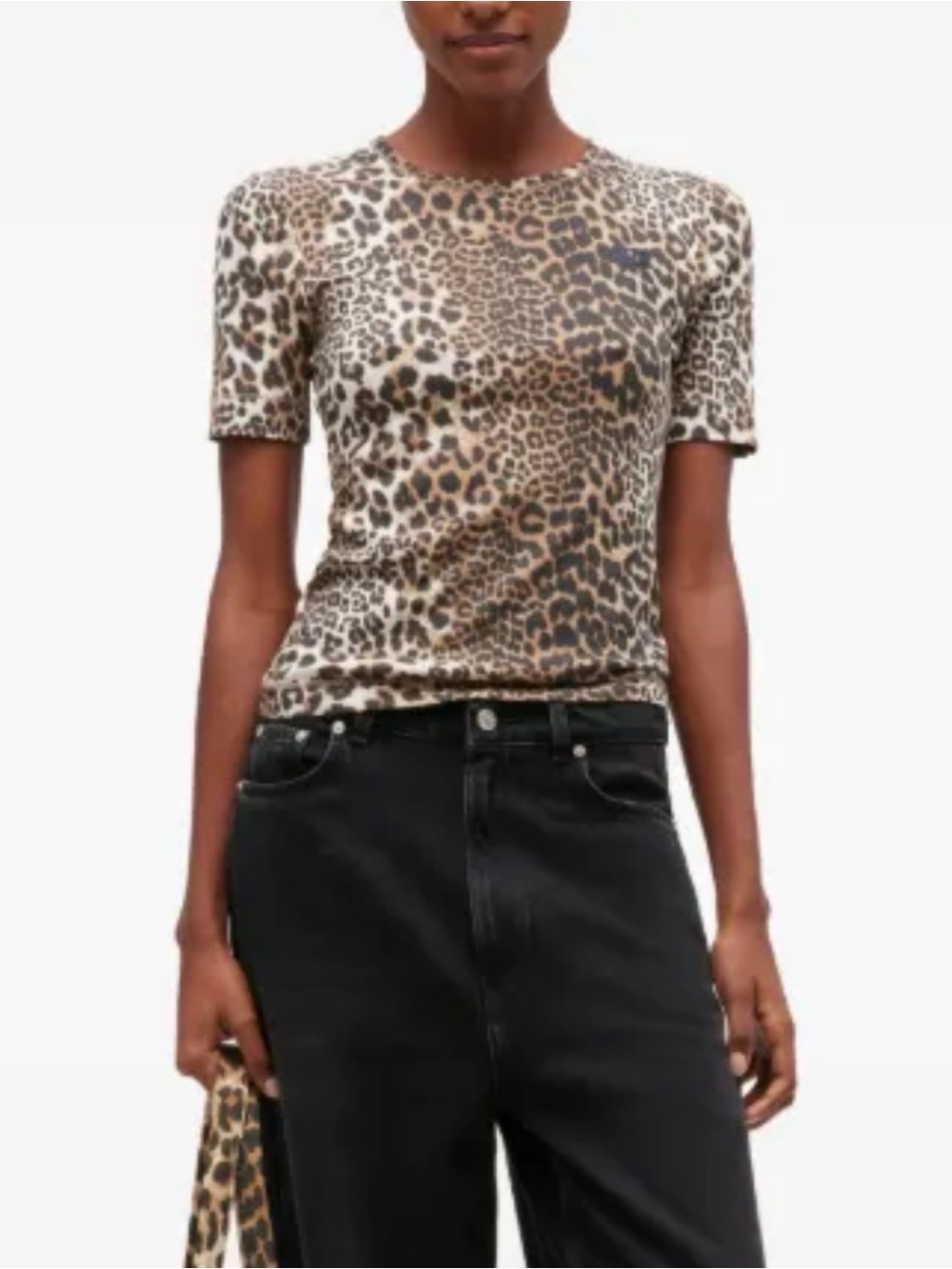 GANNI rib short-sleeve T-shirt size XL